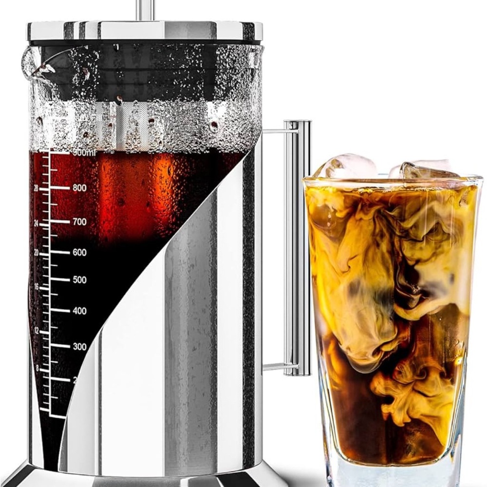 Silver Cold Brew Coffee Maker with Elegant Design